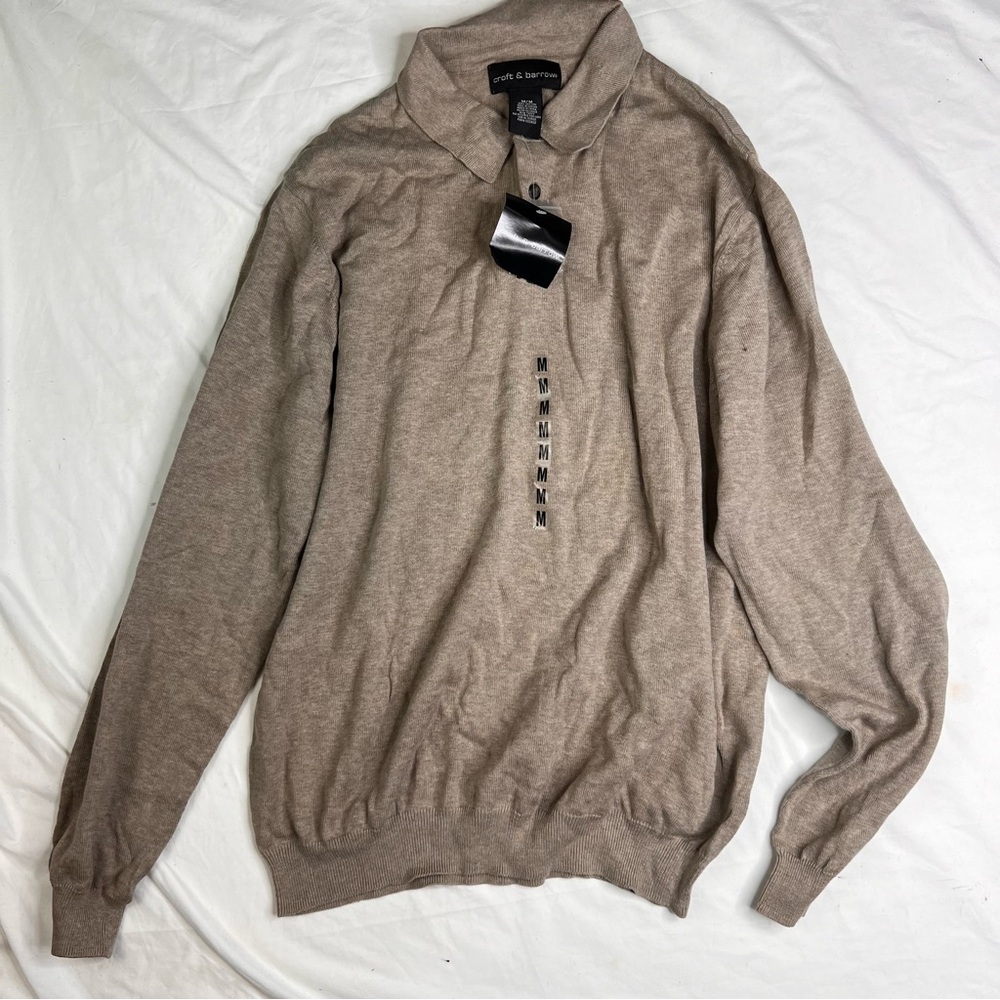 Croft & Barrow Long Sleeve  Warm Polo Sweater Sz Medium Cotton NWT L031124 NEW